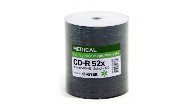 TRAXDATA CD-R 700MB 52X MEDICAL WHITE INKJET PRINTABLE SHRINK*100