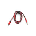 PLATINET MICRO USB TO USB LEATHER CHECKED CABLE 1M RED