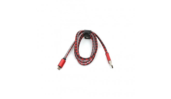 PLATINET MICRO USB TO USB LEATHER CHECKED CABLE 1M RED