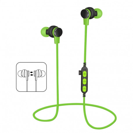 PLATINET IN-EAR BLUETOOTH V4.2 + microSD EARPHONES + MIC PM1061 GREEN [44469]