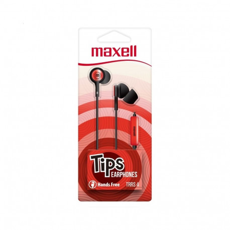 MAXELL EARPHONES IN-TIPS IN EAR STEREO WITH MICROPHONE RED 304012.00.CN