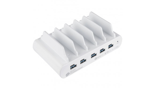 "GoodConnections USB Desktop Schnellladestation 110W 10-Port 5xUSB-C/5xUSB-A QC3.0 Weiß"