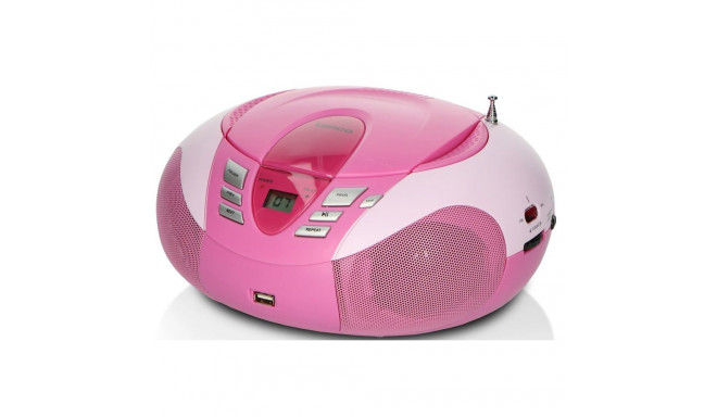 Portable FM radio CD and USB player Lenco, pink