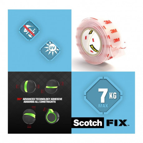 Kleeplint kahepoolne 19mm x1,5m SCOTCH Fix™ sisetingumustes läbipaistev