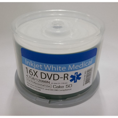 TRAXDATA RITEK DVD-R 4,7GB 16X PRINTABLE MEDICAL CAKE*50 907CK50-IW-MD