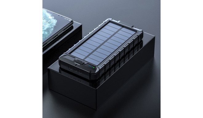 PLATINET POWER BANK 10000mAh POLYMER 2A USB SOLAR PANEL [45812]