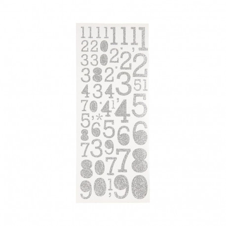 FOCUS GLITTERSTICKERS SILVER NUMBERS
