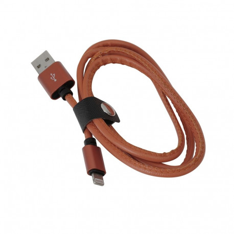 PLATINET USB LIGHTNING LEATHER CABLE 1M 2,4A BROWN
