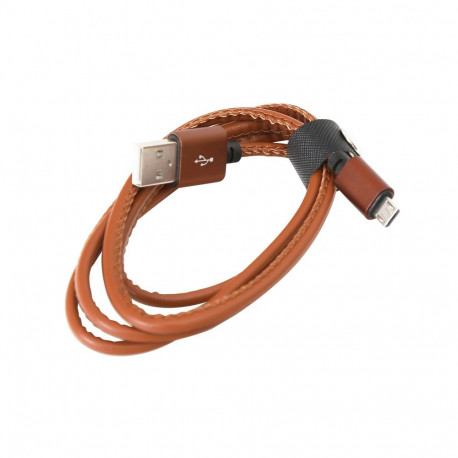 PLATINET MICRO USB TO USB LEATHER CABLE 1M 2,4A BROWN