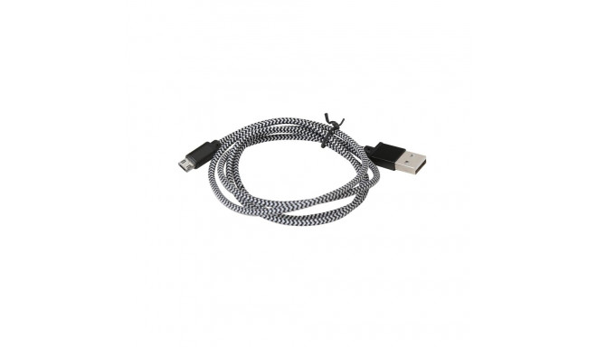 PLATINET MICRO USB TO USB FABRIC BRAIDED CABLE 1M BLACK