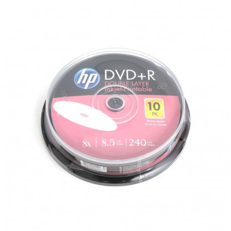 HP DVD+R DL 8,5GB 8X DOUBLE LAYER FF WHITE INKJET PRINTABLE CAKE*10 14263 / 69306