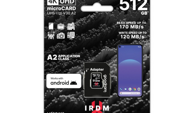 Memory card microSD IRDM 512GB UHS-I U3 A2 + adapter