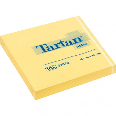 Note paper 76x76mm TARTAN yellow 12x100 sheets