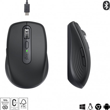 Logitech MX Anywhere 3S mouse Office Right-hand RF Wireless + Bluetooth Laser 8000 DPI