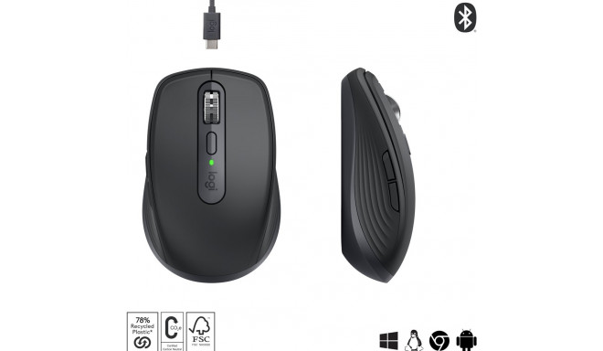 Logitech MX Anywhere 3S hiir Kontor Paremakäeline RF Juhtmevaba + Bluetooth Laser 8000 DPI