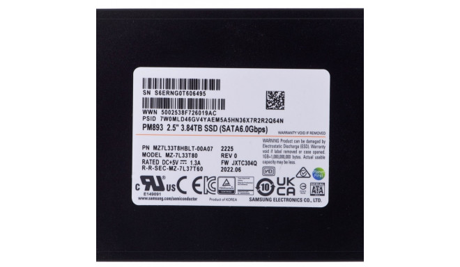 SSD Samsung PM893 3.84TB SATA 2.5" MZ7L33T8HBLT-00A07 (DWPD 1)