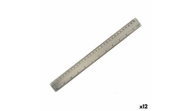 Ruler Aluminium Silver 0,5 x 35,5 x 4 cm (12 Units)