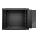 NETRACK 019-090-66-022 Netrack wall/hanging cabinet 19,9U/600 mm,glass door,black,remov. side pan.