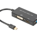 ASSMANN DisplayPort converter cable mDP - HDMI+DVI+VGA M-F/F/F 0 2m 3 in 1 Multi-Media cable CE bl g