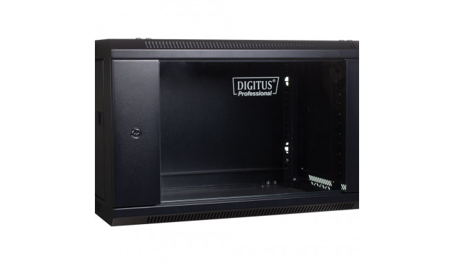 DIGITUS DN-WU19 06U/450/B DIGITUS Wall Mount Cabinet 19 6U 368/600/450mm, glass door, black, unmount