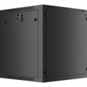 LANBERG Wall mount cabinet 19inch 12U 600x600 steel doors black flat pack