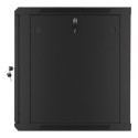 LANBERG Wall mount cabinet 19inch 12U 600x600 steel doors black flat pack