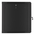 LANBERG Wall mount cabinet 19inch 12U 600x600 steel doors black flat pack