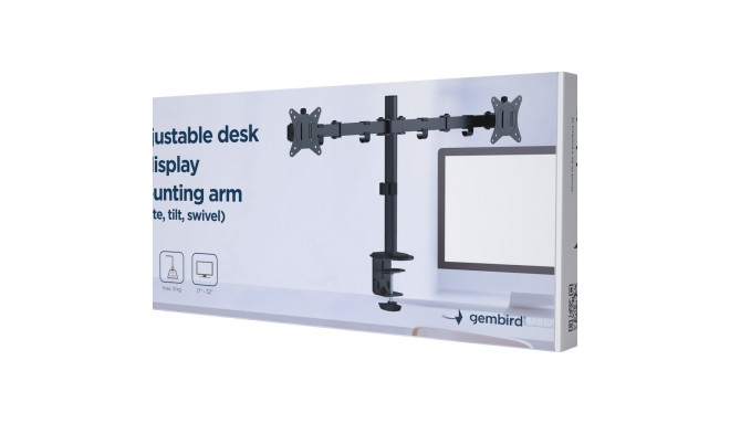 GEMBIRD MA-D2-01 Adjustable desk 2-display mounting arm 17-32inch up to 9 kg