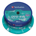 VERBATIM DVD-RW 120 min. / 4.7GB 4x 25-pack spindle DataLife Plus, scratch resistant surface