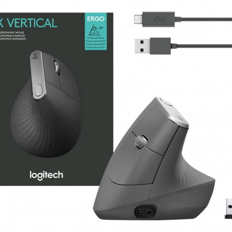 LOGITECH MX Vertical ergonoomiline optiline 6-nupuline juhtmevaba ja juhtmega Bluetooth 2.4 GHz USB 