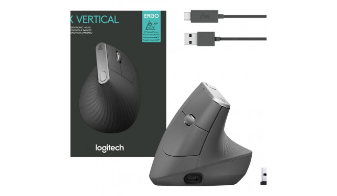 LOGITECH MX Vertical ergonoomiline optiline 6-nupuline juhtmevaba ja juhtmega Bluetooth 2.4 GHz USB 