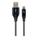 GEMBIRD CC-USB2B-AMCM-1M-BW Gembird Premium cotton braided Type-C USB charging and data cable,1m,bla