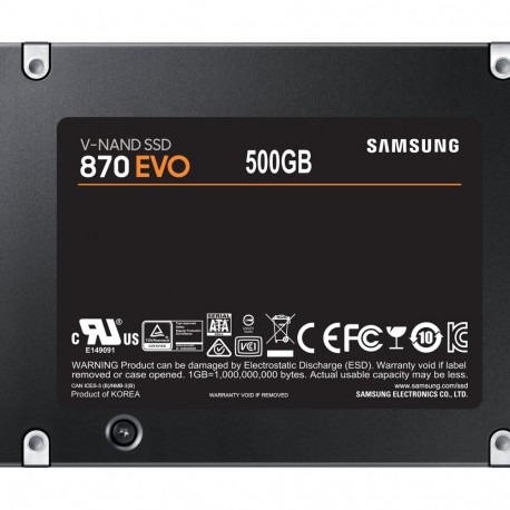 SAMSUNG SSD 870 EVO 500GB 2.5-tolline SATA 560MB/s lugemine 530MB/s kirjutamine