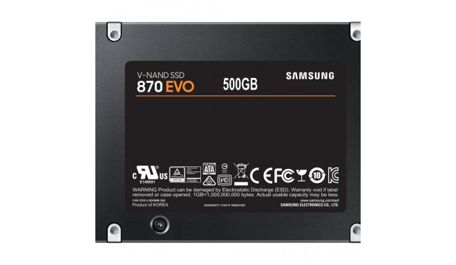 SAMSUNG SSD 870 EVO 500GB 2.5-tolline SATA 560MB/s lugemine 530MB/s kirjutamine