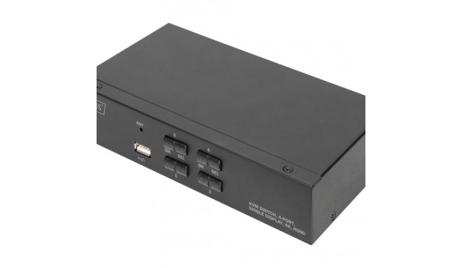 DIGITUS KVM lüliti 2x1 HDMI 4-pordiline ühe ekraaniga 4K/30Hz FreeSync