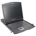 DIGITUS modularized 48.3cm 19inch TFT console with 8 port KVM US keyboard RAL 9005 black color