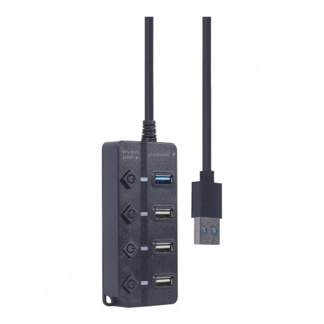 GEMBIRD USB-jaotur 4-pordiline 1 x USB 3.1 + 3 x USB 2.0, must