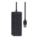 GEMBIRD USB 2.0 powered 4-port hub with switches black