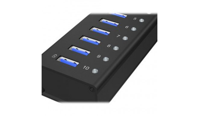 ICYBOX IB-AC6110 IcyBox 10 x Porti USB 3.0 jaotur USB laadimisportiga, must