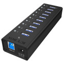 ICYBOX IB-AC6110 IcyBox 10 x Port USB 3.0 Hub with USB charge port, Black