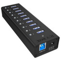 ICYBOX IB-AC6110 IcyBox 10 x Port USB 3.0 Hub with USB charge port, Black