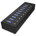 ICYBOX IB-AC6110 IcyBox 10 x Port USB 3.0 Hub with USB charge port, Black