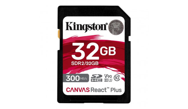KINGSTON 32GB Canvas React Plus SDHC UHS-II 300R/260W U3 V90 for Full HD/4K/8K