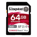 KINGSTON 64GB Canvas React Plus SDXC UHS-II 300R/260W U3 V90 for Full HD/4K/8K