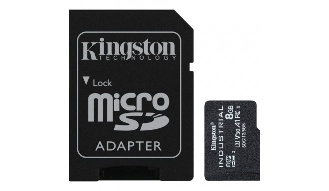 KINGSTON 8GB microSDHC Industrial C10 A1 pSLC Card + SD Adapter