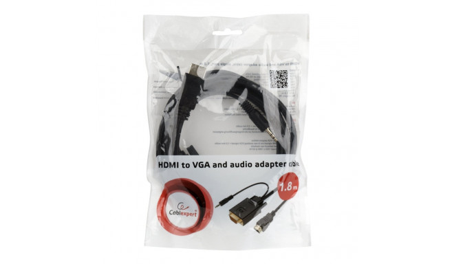 GEMBIRD A-HDMI-VGA-03-10 Gembird HDMI to VGA and audio adapter cable, single port, 3m, black