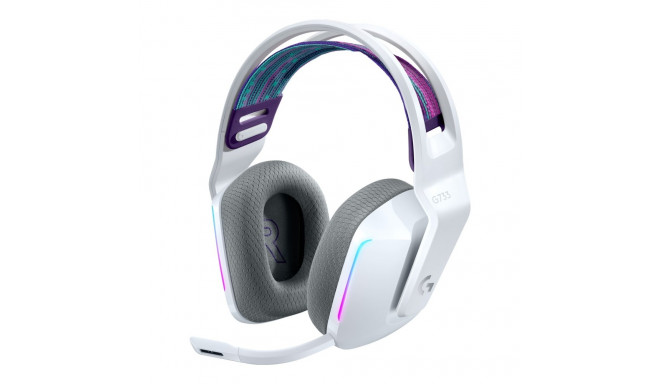 LOGITECH G G733 LIGHTSPEED juhtmevabad RGB mänguri kõrvaklapid täissuuruses 2.4 GHz juhtmevaba valge