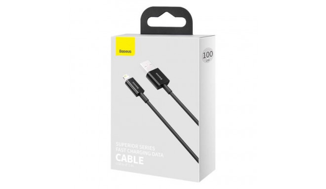Baseus Lightning Superior Series cable, Fast Charging, Data 2.4A, 1m Black (CALYS-A01)