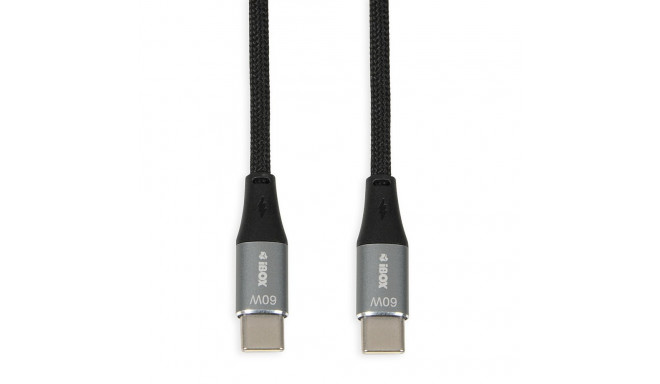 iBOX USB-C kaabel IKUTC 60W 2m, must
