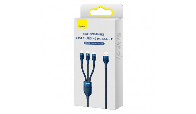 Baseus cable 3in1 Flash II USB - micro USB + Lightning + USB-C 1,2m 3,5A blue 66W